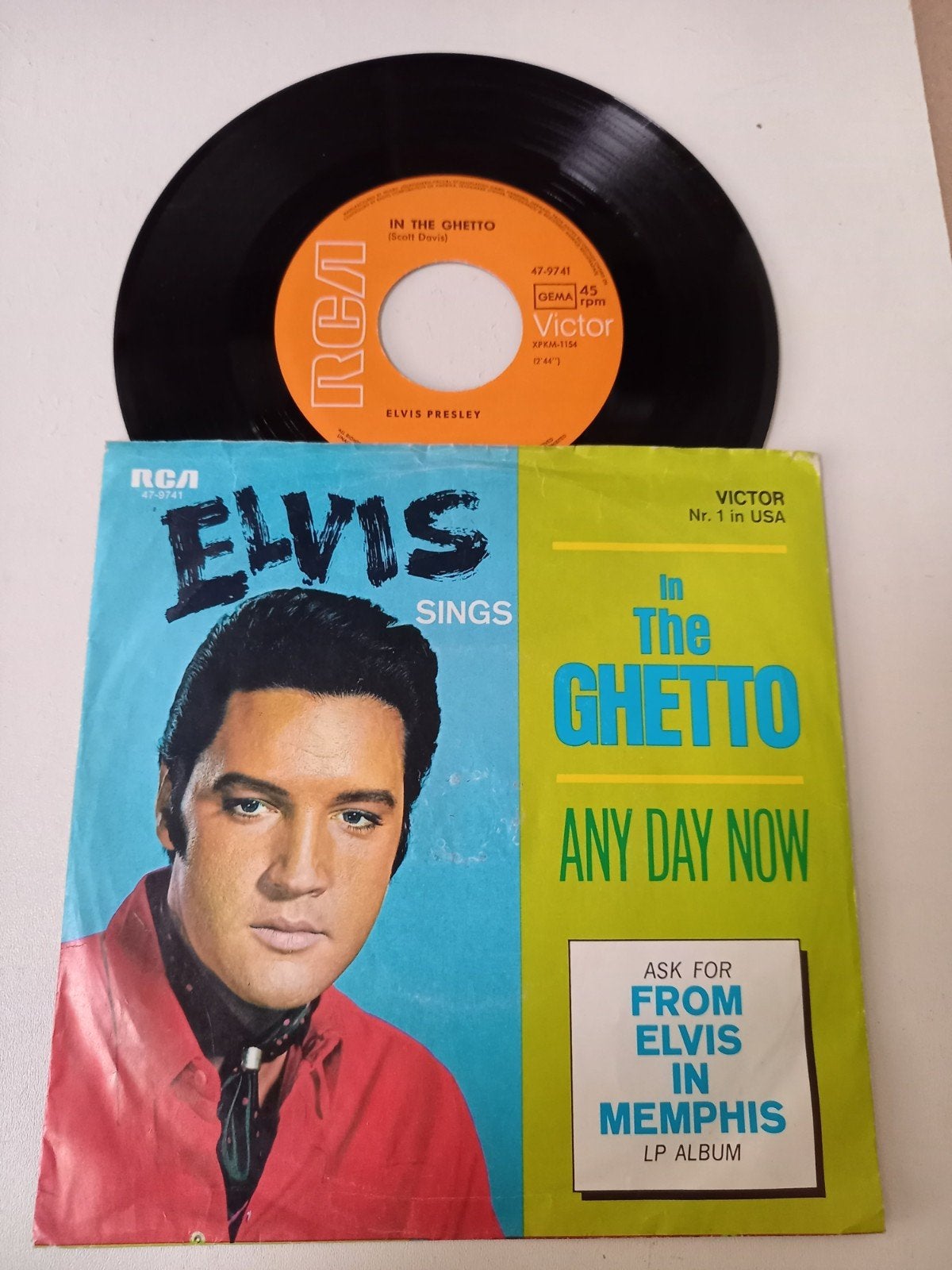 Elvis Presley - In The Ghetto / Any Day Now (Vinyl Single), Cd's en Dvd's, Vinyl Singles, Gebruikt, 7 inch, Pop, EP