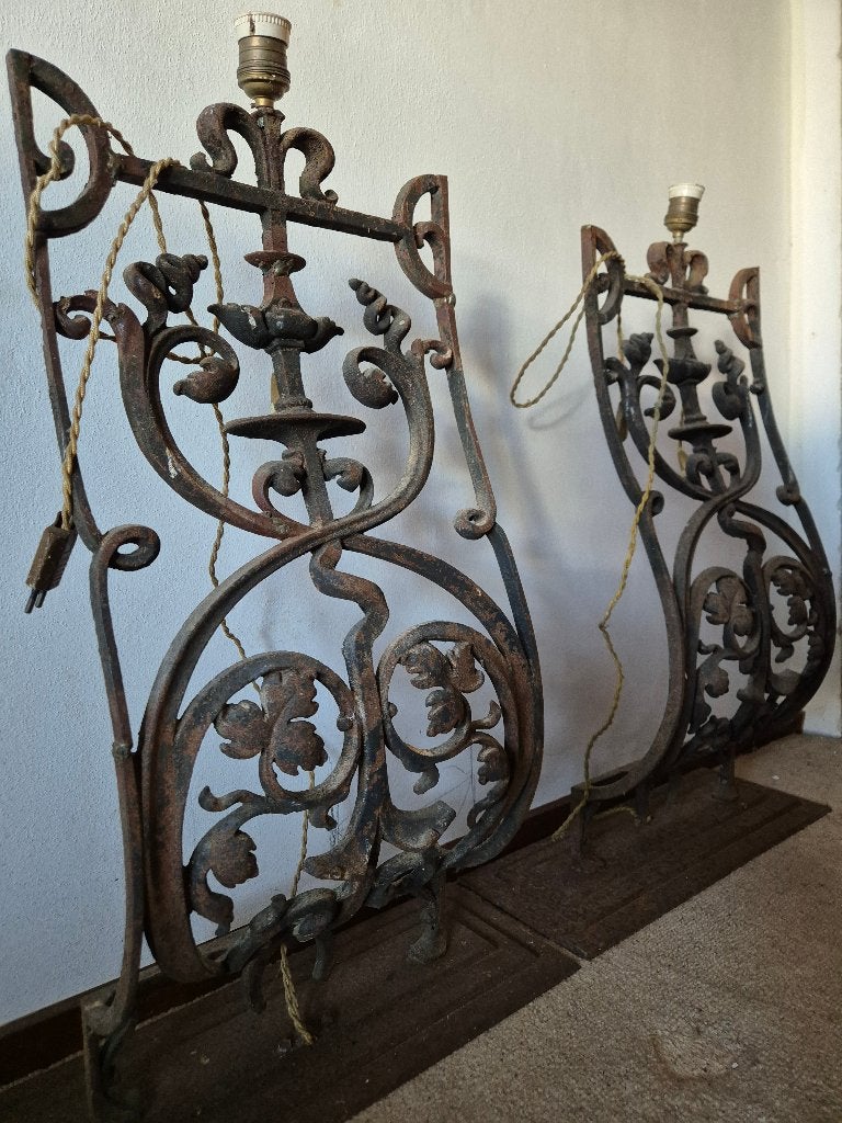 2x Stoere decoratieve ijzeren lampenvoet 76 cm hoog