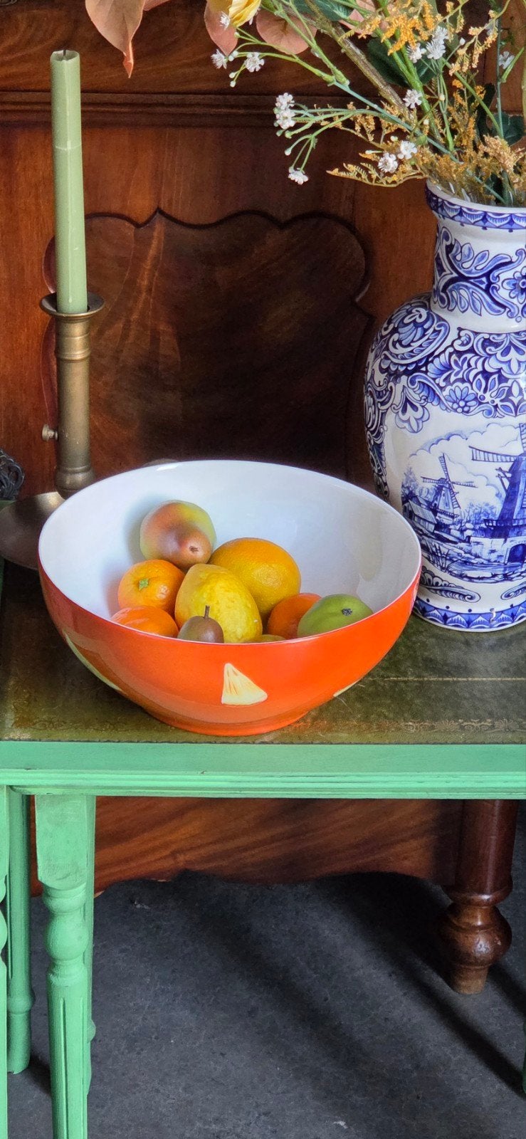 Vintage Limoges Chastagner schaal Oranje Mid-Century Modern, Ophalen of Verzenden