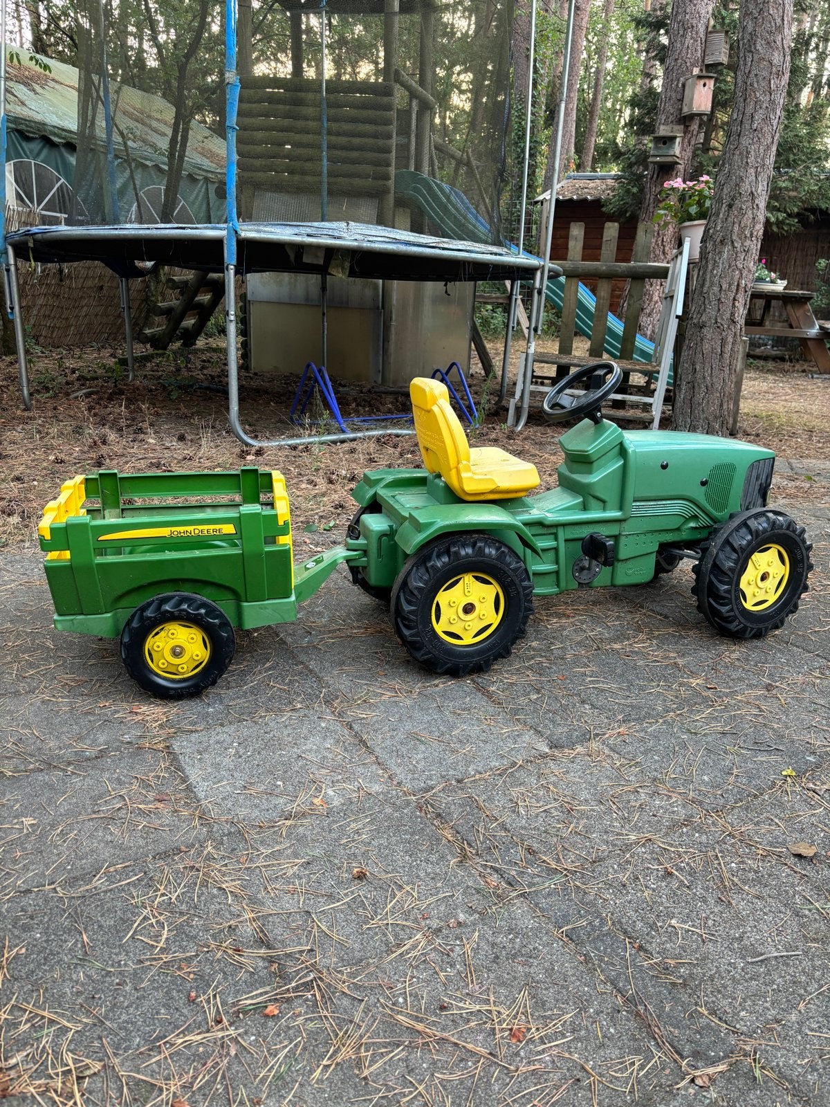 John Deere traptractor met aanhanger, Kinderen en Baby's, Speelgoed | Buiten | Voertuigen en Loopfietsen, Ophalen, Gebruikt, Trapvoertuig
