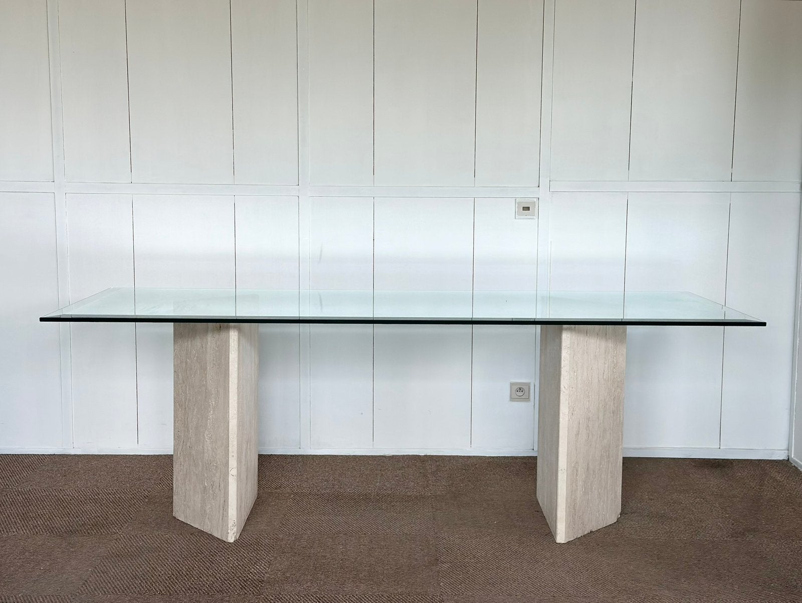 Vintage design travertine eetkamertafel, ca 1980’s, Ophalen