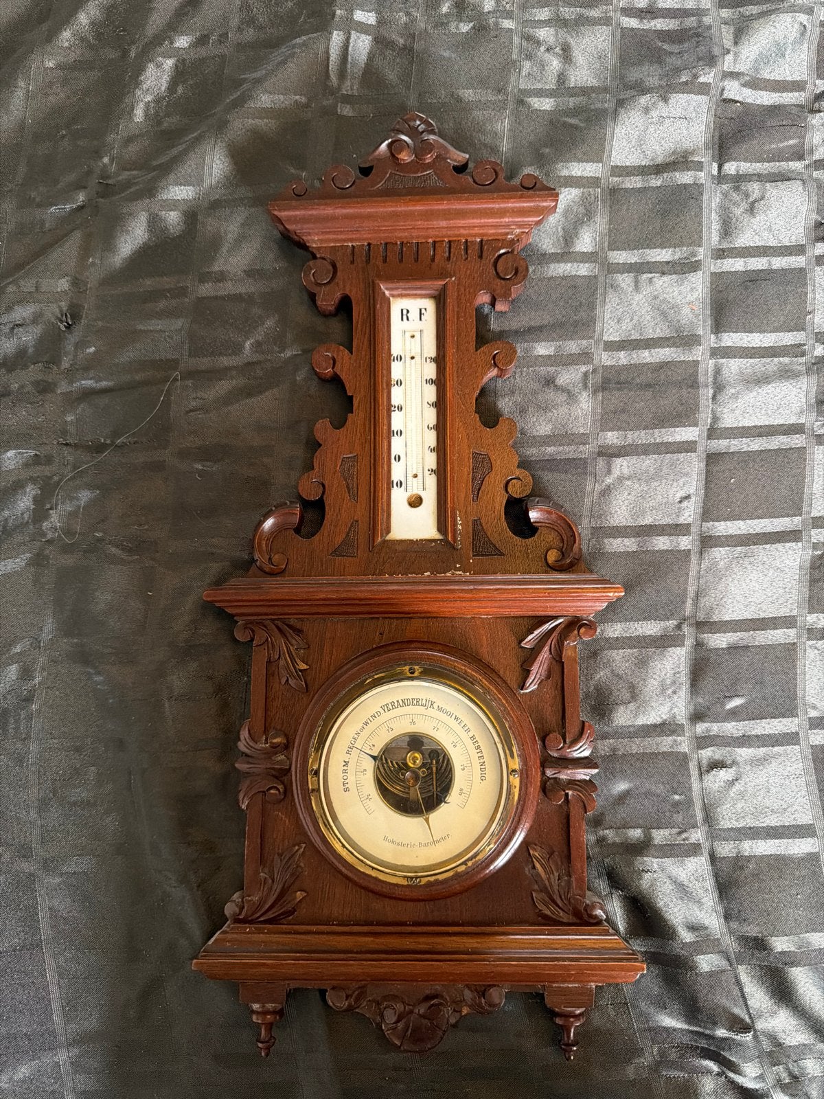 Antieke Barometer met Thermometer - Holosteric Barometer, Ophalen