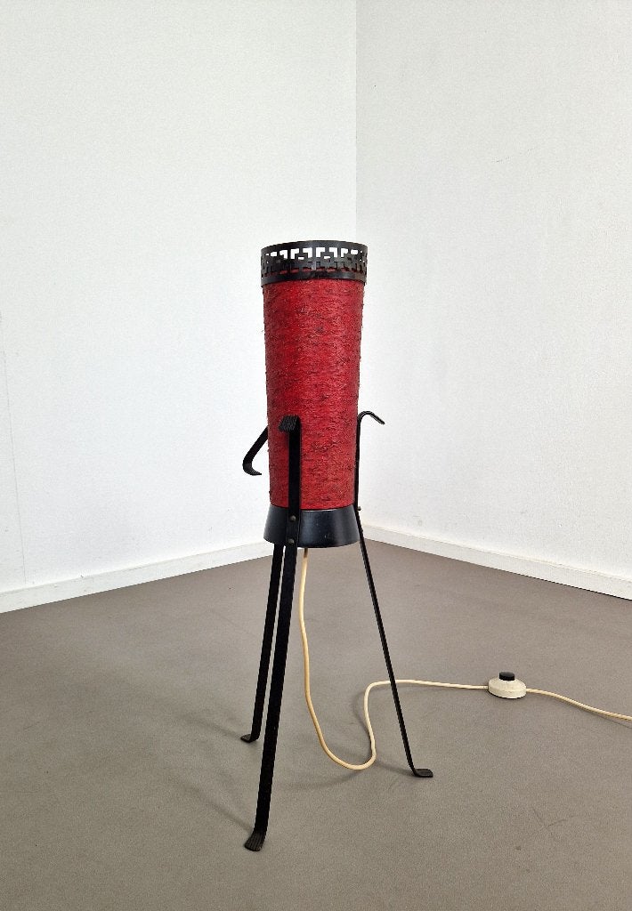 Vloerlamp 'Rocket' van glasvezel | Duitsland, Kunststof, -, -, Mid-century, vintage, gothic, space age, rood, vloerlamp