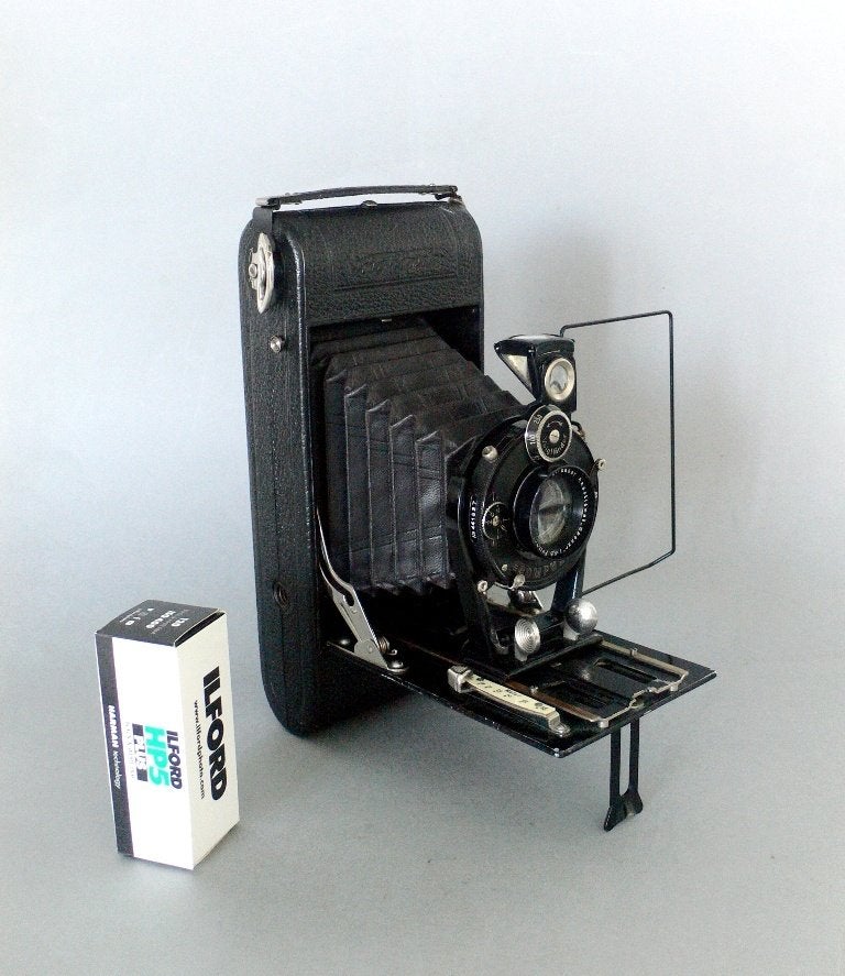 Voigtländer Rollfilm 6x9 Skopar 10,5 cm f/4,5 Compur 1928, Ophalen of Verzenden, Zo goed als nieuw, Compact, Overige Merken