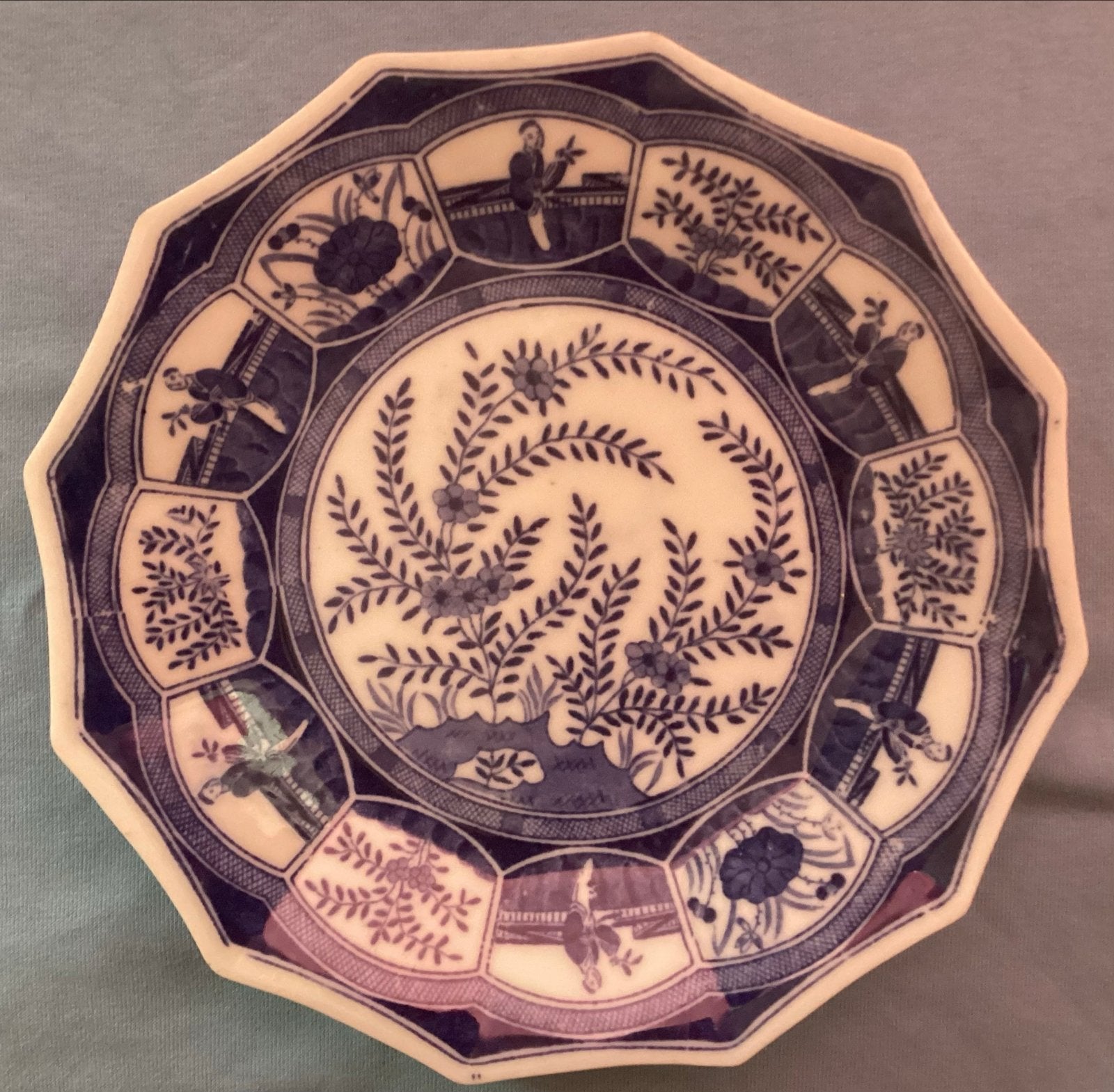 Antiek Chinees Porseleinen Bord - Blauw-Wit Decor, Verzenden