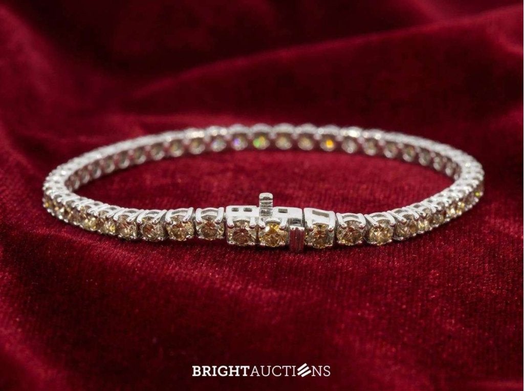 Witgouden tennisarmband met natuurlijke diamanten, Diamanten, Wit, Niet ingevuld, Nieuw