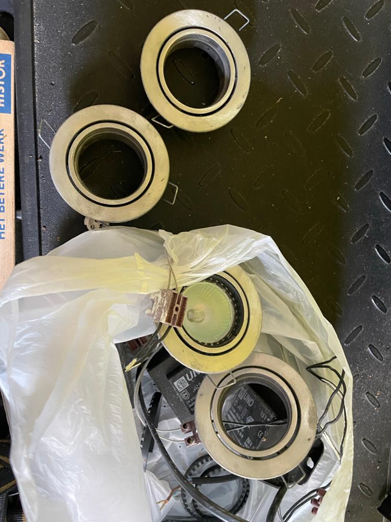 4x Inbouwspots met transformator - Halogeen, Halogeen, Gebruikt, Metaal of Aluminium, Ophalen of Verzenden