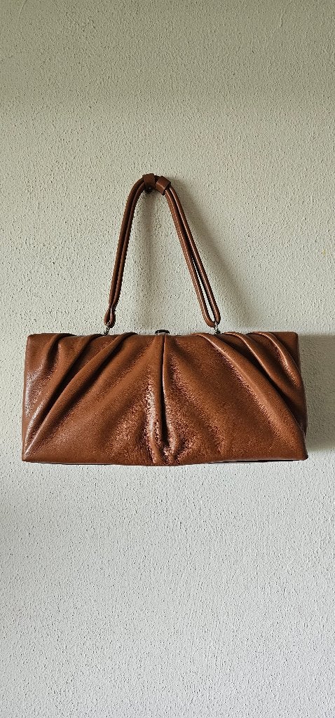 Bruine leren handtas van Staud (17625), Ophalen of Verzenden, Zo goed als nieuw, Bruin, Handtas