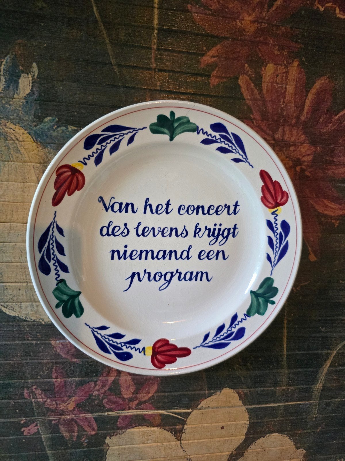 Wandbord spreuk boerenbont Boch, Antiek en Kunst, Ophalen of Verzenden