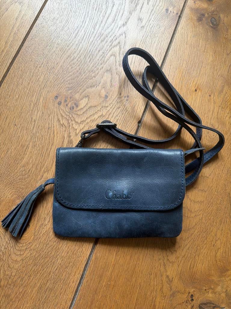 Chabo Leren heuptasje schouder, riemtas - Donkerblauw, Sieraden, Tassen en Uiterlijk, Tassen | Damestassen, Ophalen, Gebruikt