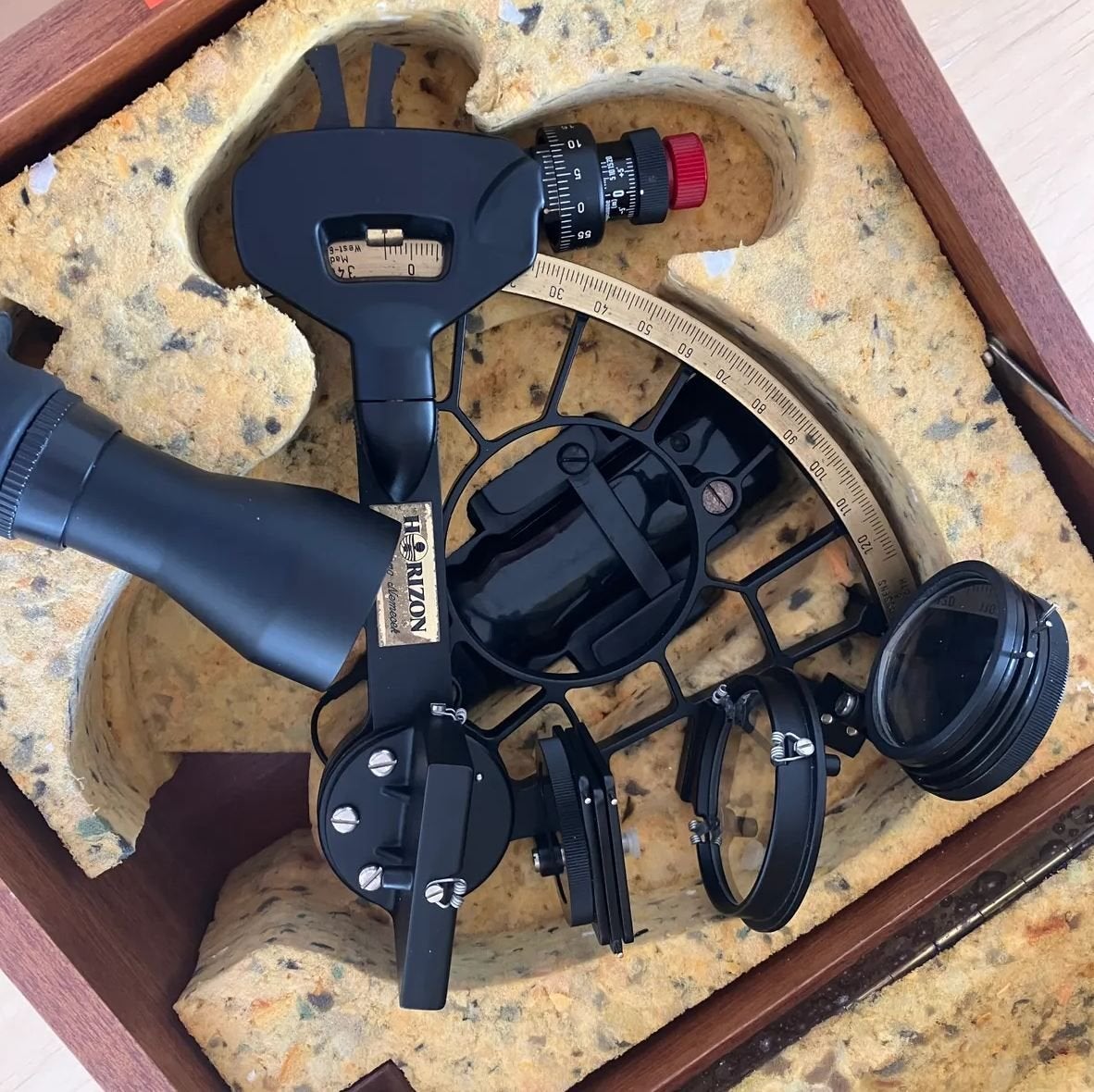 Cassens & Plath sextant met verlichting in houten kist, Watersport en Boten, Ophalen of Verzenden, Zo goed als nieuw