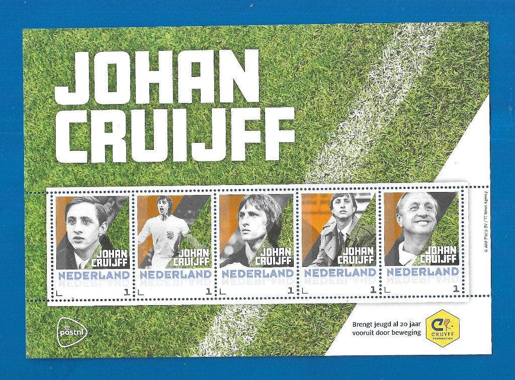 Johan Cruijff Postzegelvel -Steun de Johan Cruyff Foundation, Verzenden, Na 1940, Postfris