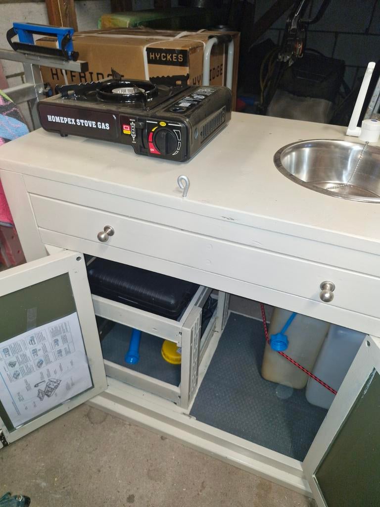 Compact Camper Keukentje met Spoelbak en Gasfornuis, Caravans en Kamperen, Ophalen of Verzenden, Gebruikt