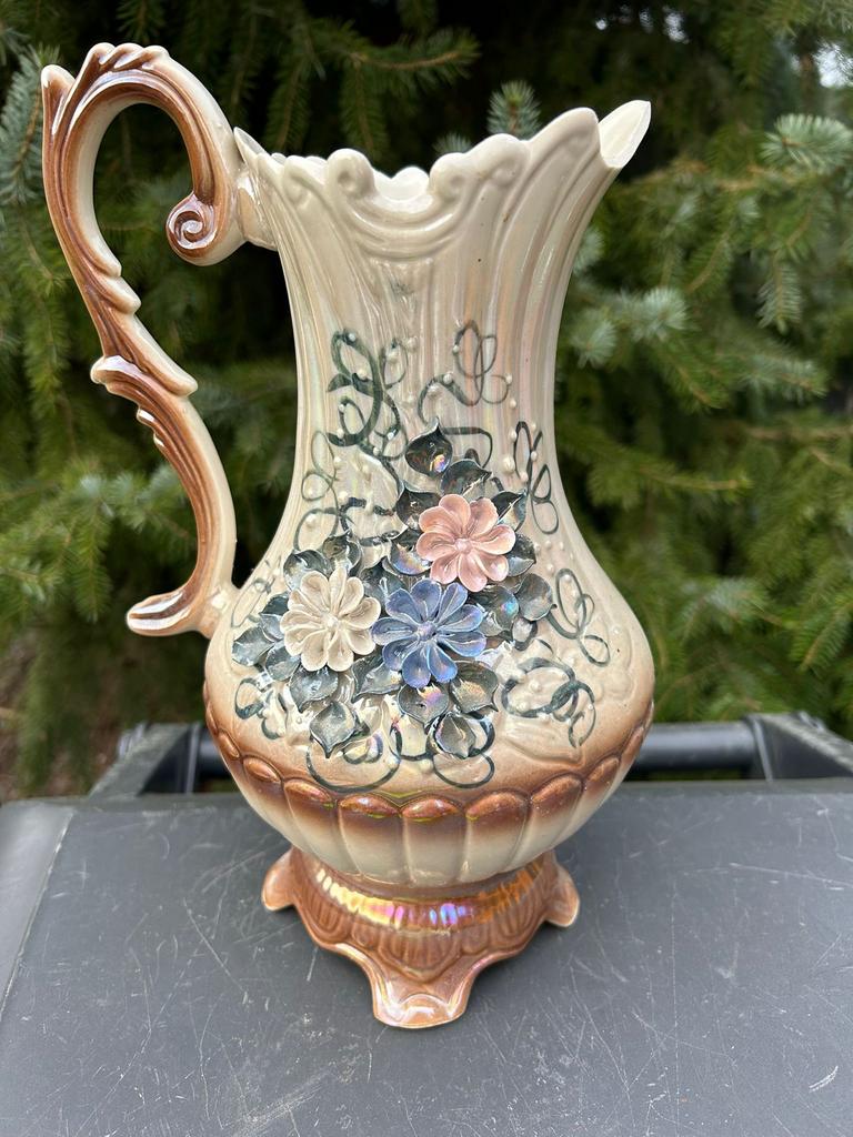 Antieke vaas met bloemmotief, Ophalen of Verzenden