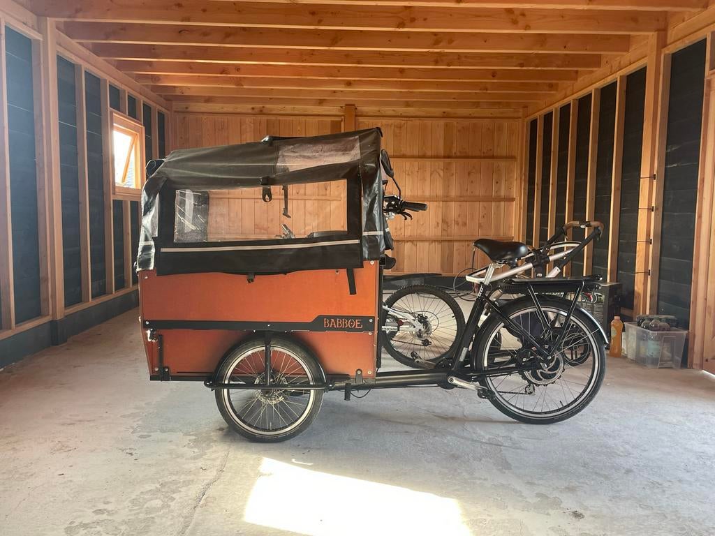 Babboe bakfiets max-e 6personen, Ophalen, Gebruikt, 4 kinderen of meer, Huif