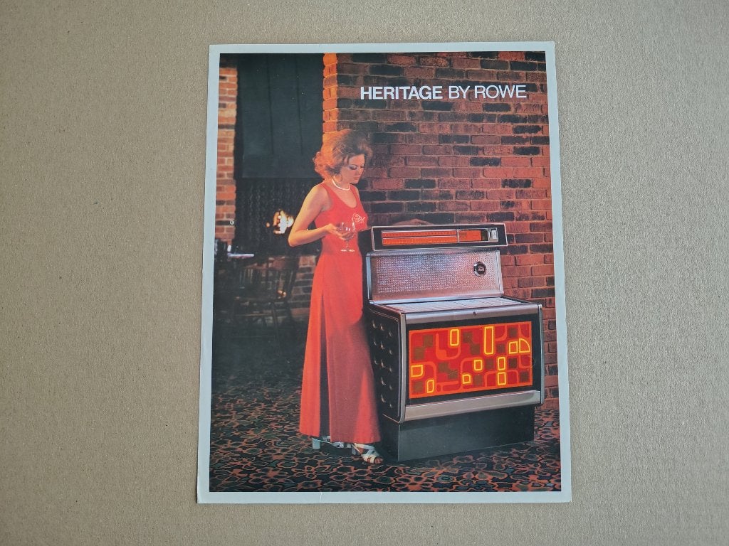 Flyer: Rowe-AMi RI-1/ Heritage (1973) jukebox, Ophalen of Verzenden, Gebruikt, 1950 tot 1960, Seeburg