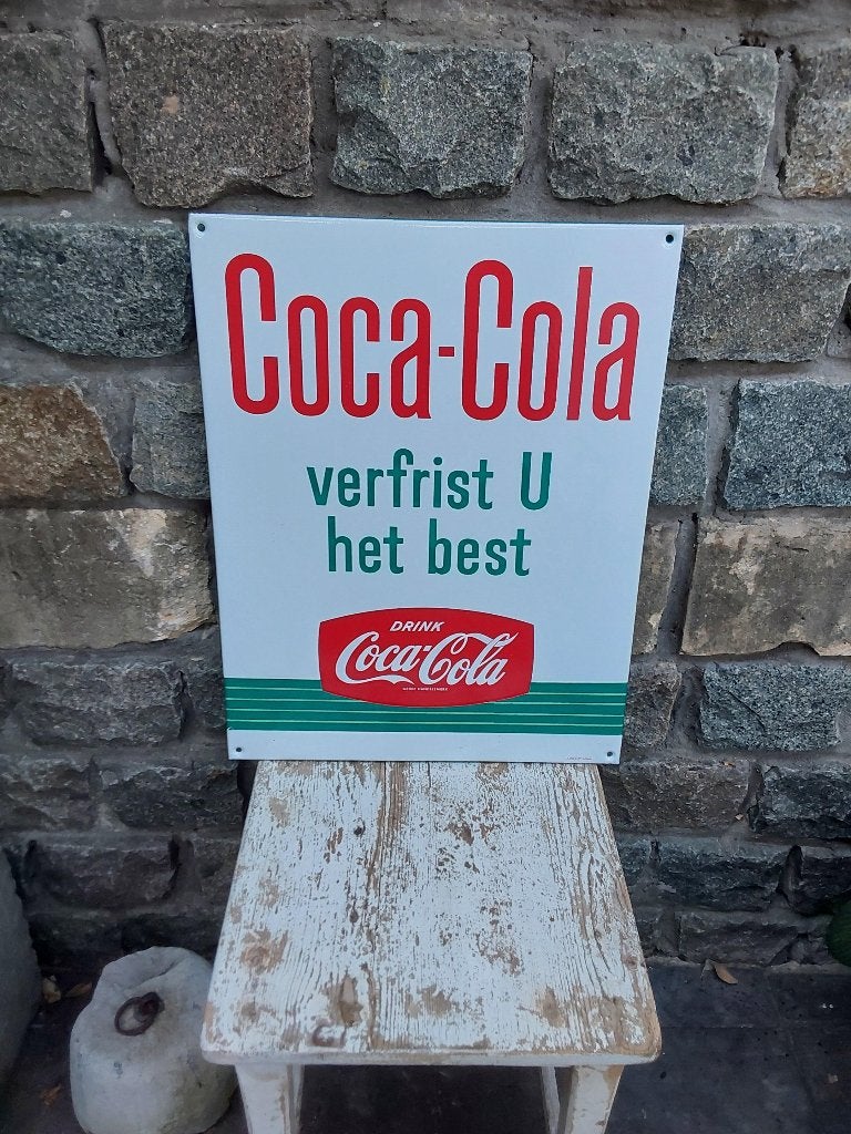 Emaille Coca Cola reclamebord bord Top staat, Antiek en Kunst, Ophalen of Verzenden