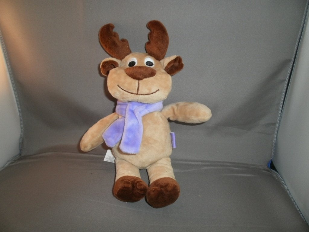 Milka rendier hert tweekleurig bruin paarse sjaal 26 cm en, Overige typen, Nieuw, Middelgroot (20 tot 80 cm), Bruin