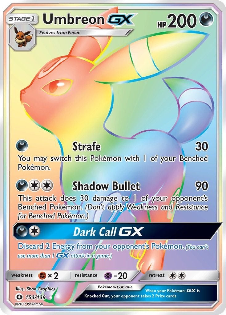 Sun & Moon Series » Sun & Moon »Umbreon-GX #154/149, Ophalen of Verzenden, Nieuw, Losse kaart