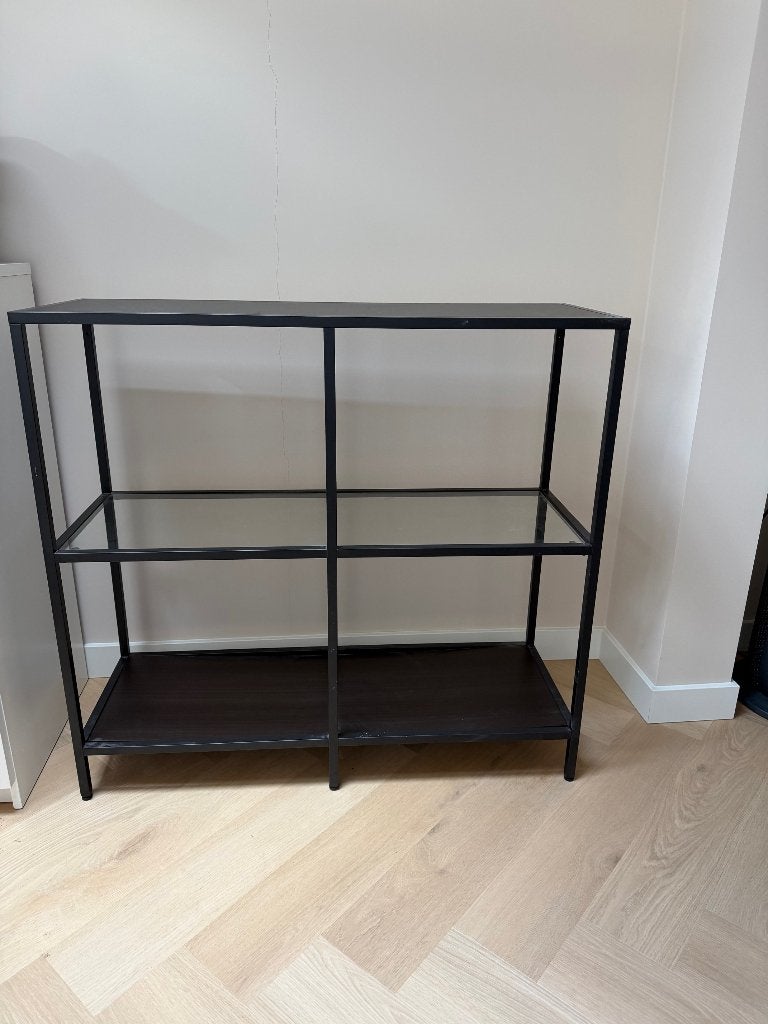 Ikea Vittsjö open kast, zwartbruin met glas, Ophalen, Gebruikt