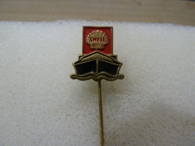 Vintage Shell Speldje - Schip met Shell Logo, Ophalen of Verzenden, Gebruikt, Merk, Speldje of Pin
