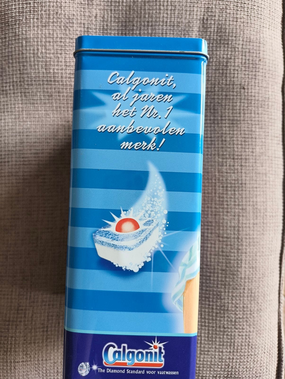 Vintage Calgonit Vaatwastabletten Bewaarblik, Ophalen of Verzenden