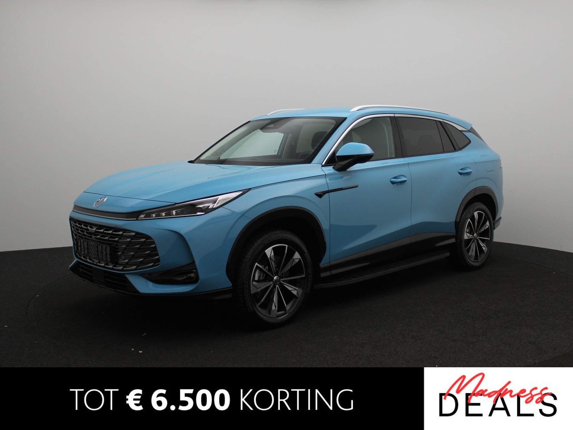 MG HS 1.5 PHEV Aut Comfort Airconditioning | Stoelverwarming, Auto's, Stof, 4 cilinders, Blauw, 21 kWh