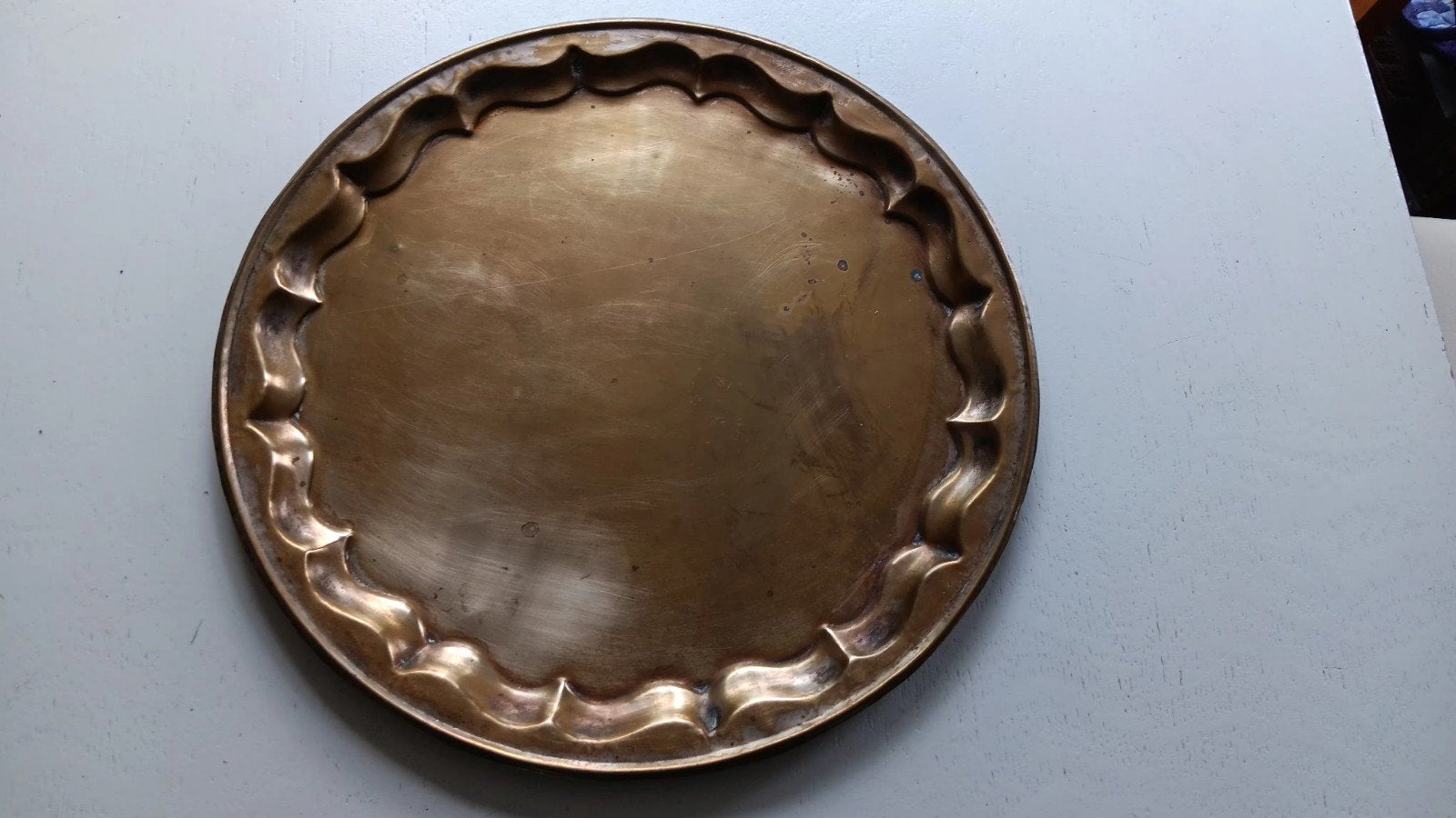 Koperkleurige schaal diameter 38 cm., Ophalen of Verzenden