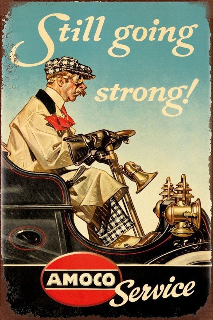 Amoco Service Vintage Metalen Bord / Plaat Reclame, Huis en Inrichting, Verzenden, Nieuw, Wandbord of Wandpaneel