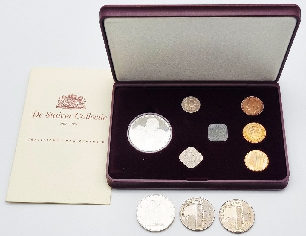 1079. Collectie munten – Nederland, 1907-1997, Postzegels en Munten, Munten | Nederland, Ophalen, Setje, Zilver, Koningin Wilhelmina
