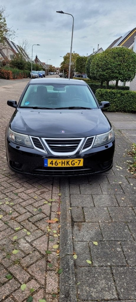 Saab 9-3 2.0 T 2009 Zwart, Auto's, Zwart, Leder en Stof, Zwart, 75 €/maand