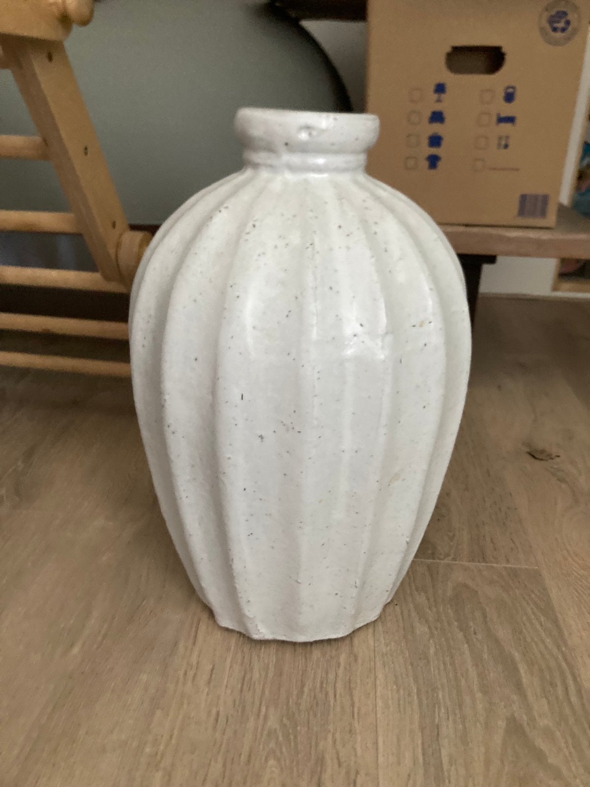 PTMD Vaas - Wit, Geribbeld Design - 50x30 cm, Ophalen