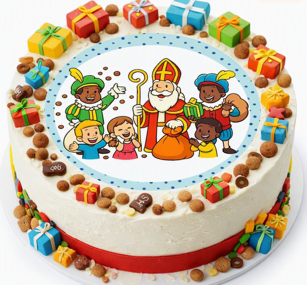 lf1075 icing frosting sinterklaas 17cm eetbare taart print, Ophalen of Verzenden, Nieuw, Taarten, Versiering