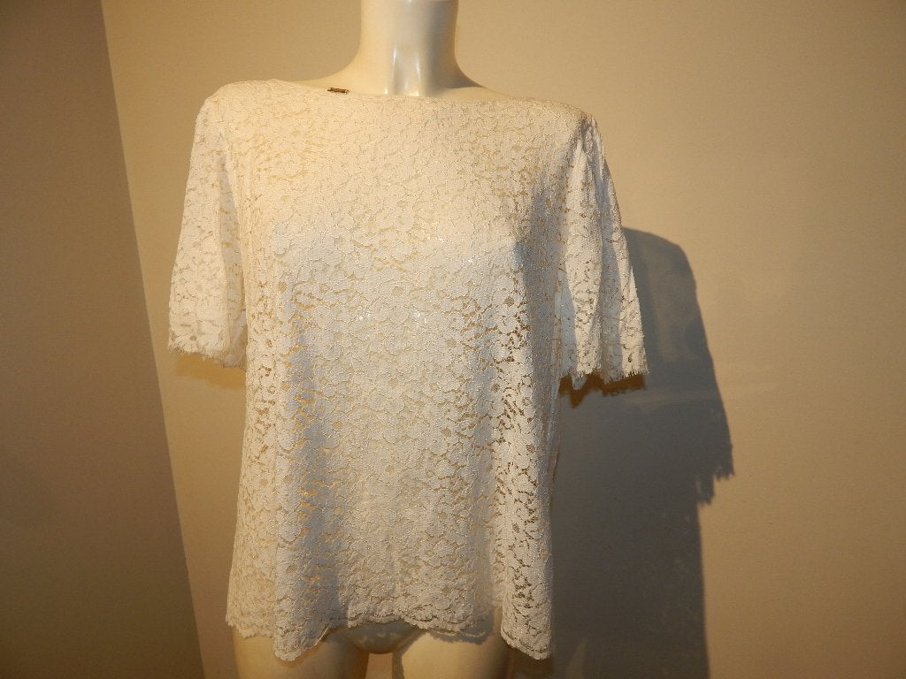 Elisabetta Franchi top van kant room wit van kleur IT 44