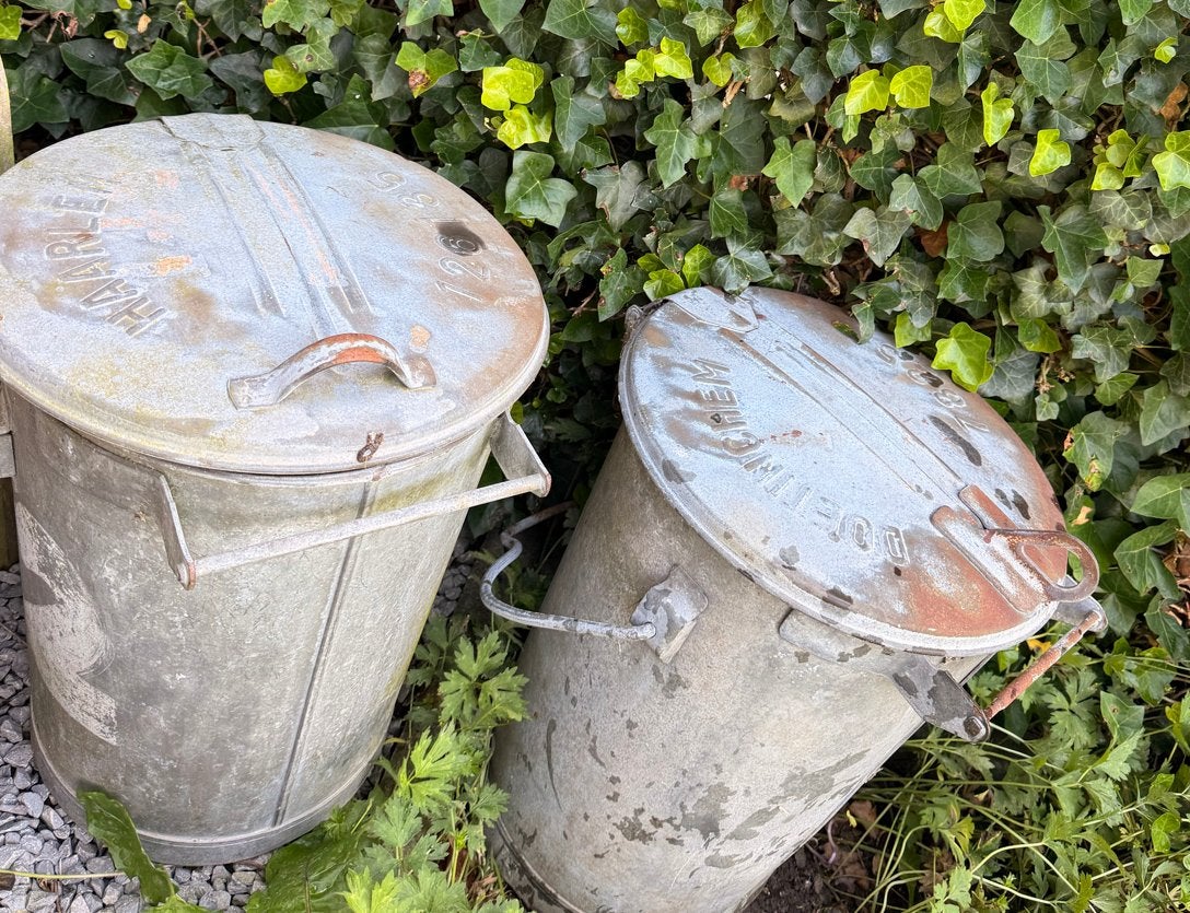 2 Vintage Zinken emmers Haarlem vuilnisemmer Doetinchem, Ophalen