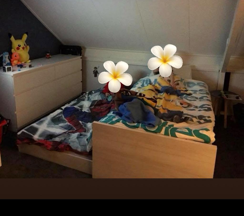 Eenpersoonsbed leen bakker- eikenkleur - 90x200 cm, Ophalen, 90 cm, Eenpersoons, Bruin