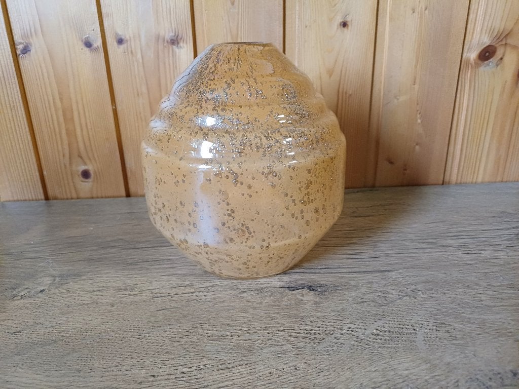 Gave oranje glazen vaas met luchtbubbel patroon, Huis en Inrichting, ., 16 cm, Nieuw, Oranje