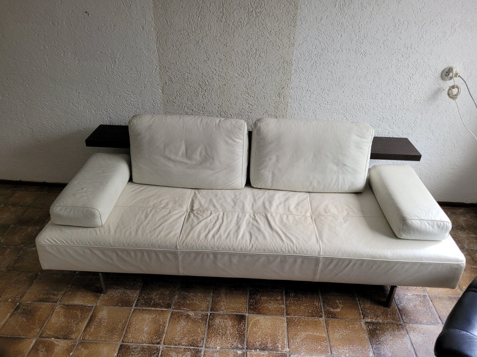 Rolf Benz witleren slaapbank, Ophalen, Gebruikt, Tweepersoons, 75 tot 100 cm