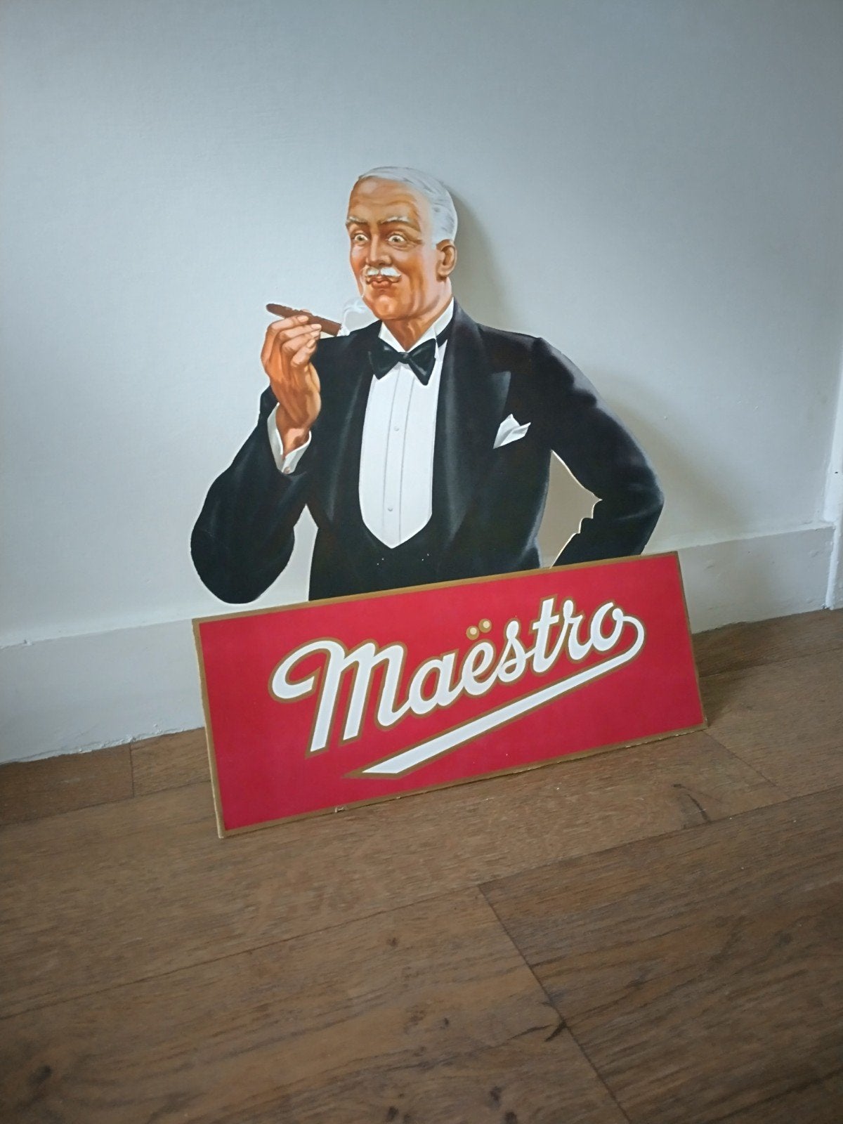 Maestro sigaren display, Ophalen of Verzenden, Reclamebord