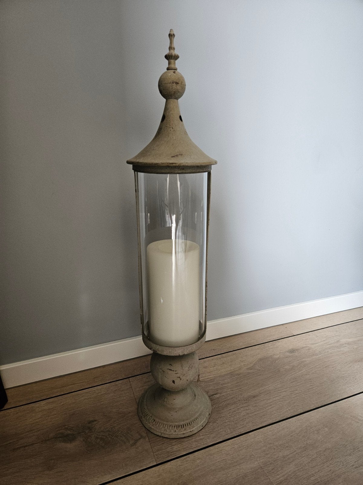 Grote sfeervolle lantaarn windlicht 70 cm hoog, Ophalen, Gebruikt, Lantaarn, Crème