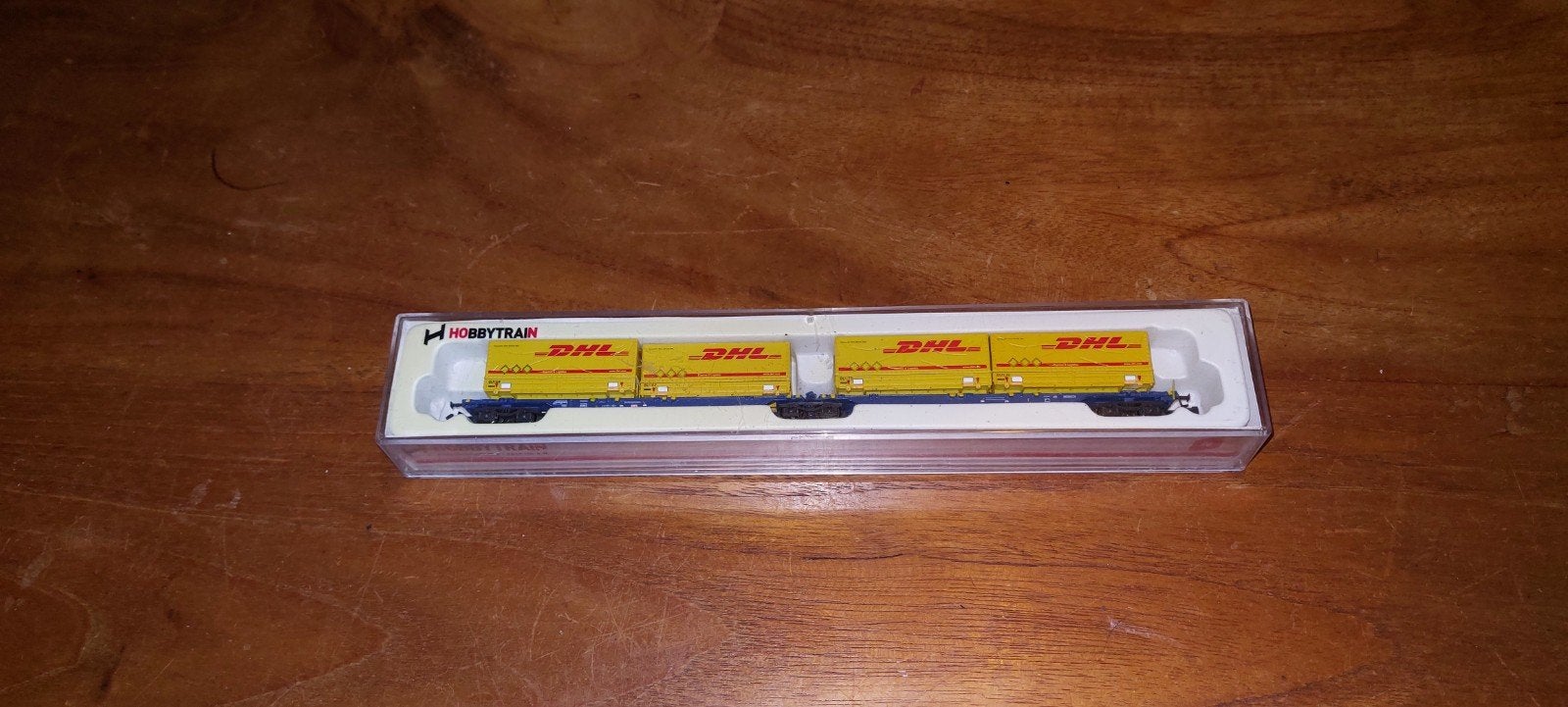 Hobbytrain N containerwagon DHL in originele OVP, Ophalen of Verzenden, Zo goed als nieuw, Wagon, Overige merken