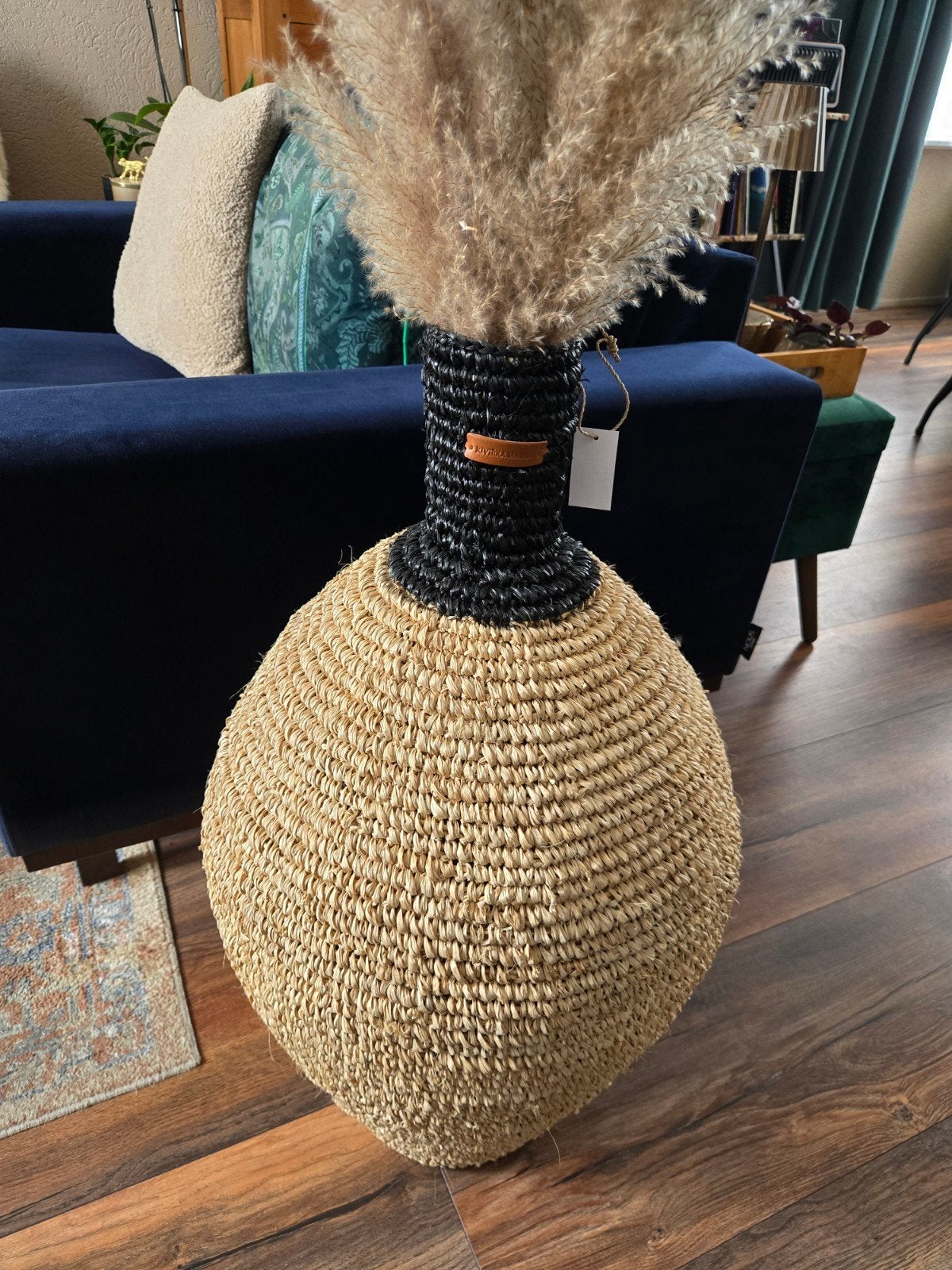 Riviera maison vaas, Huis en Inrichting, Woonaccessoires | Vazen, Ophalen, Beige, Natuurlijk materiaal, Nieuw