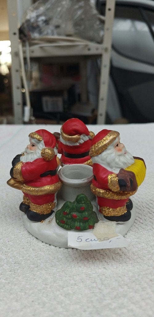 kaarshouder 3 kerstmannen voor 1 kaars, Ophalen of Verzenden, Zo goed als nieuw