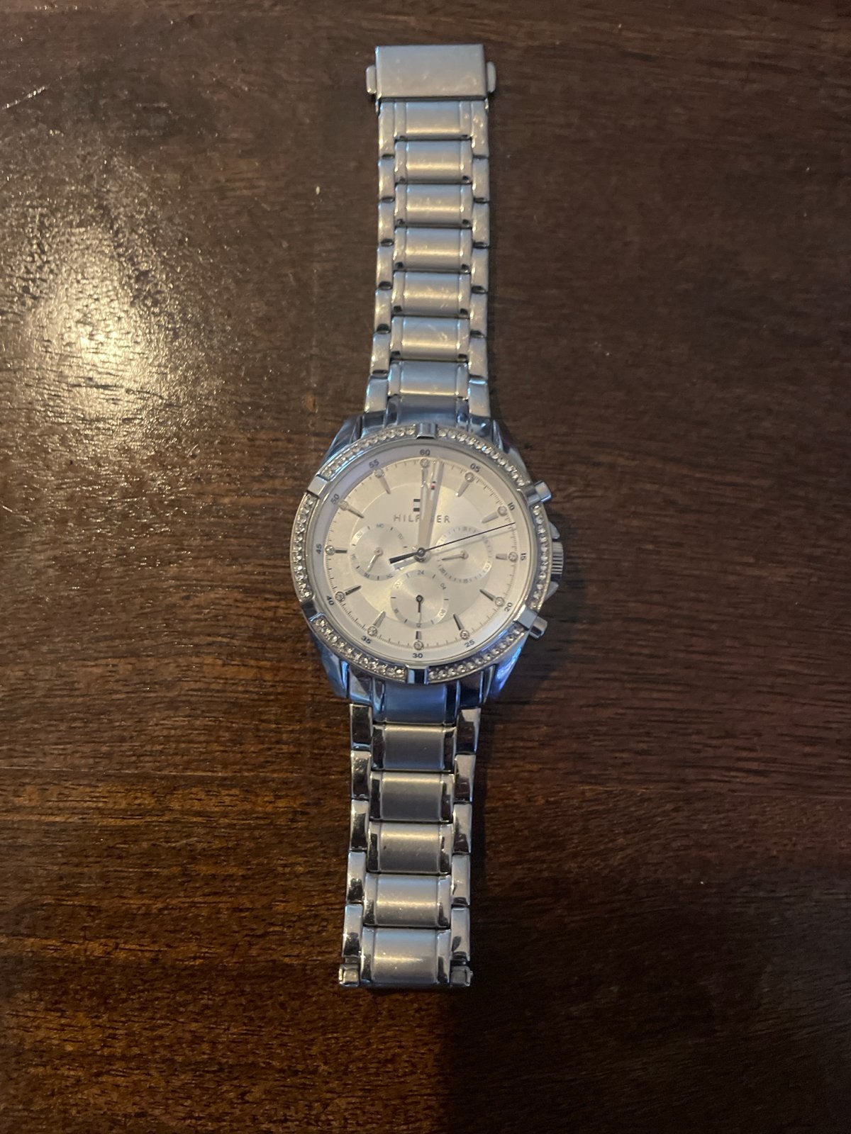 Tommy Hilfiger Dameshorloge met Strass en Stalen Band, Overige merken, Gebruikt, Staal, Polshorloge