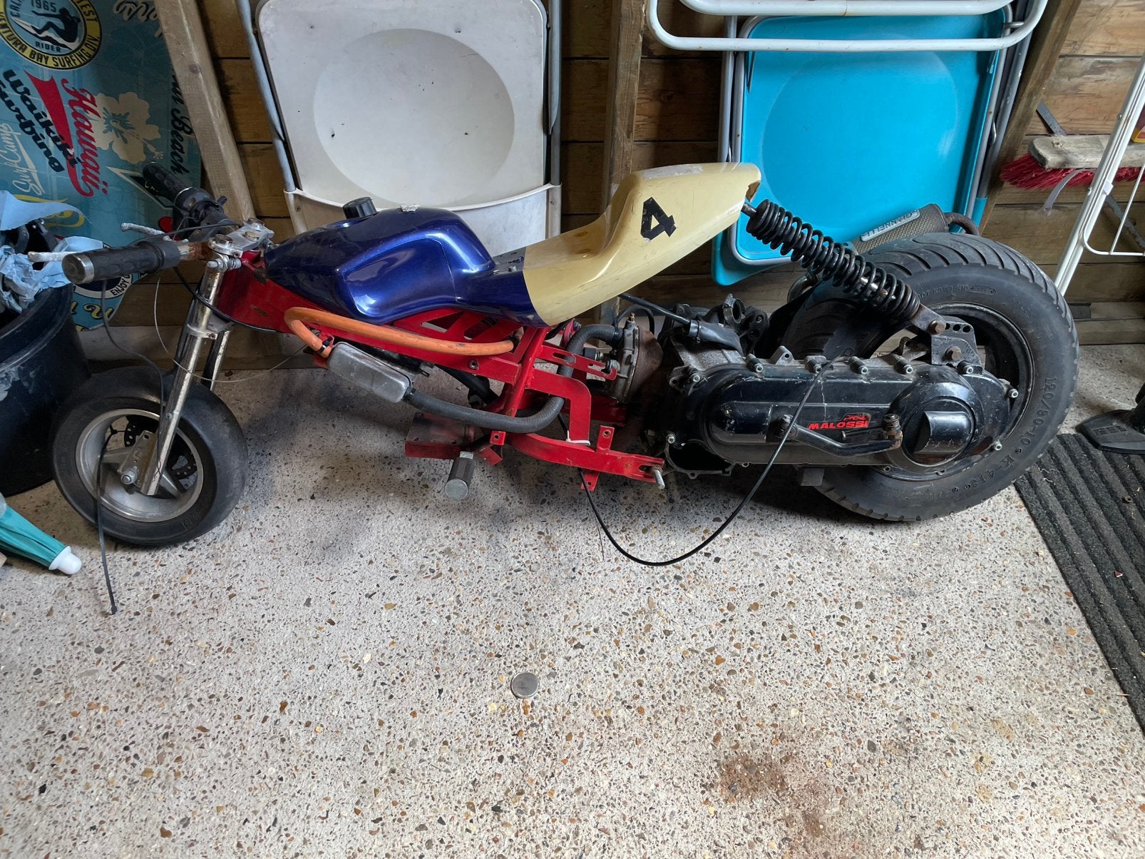 Mooie minibike dragster met piaggio blok, Ophalen, 49 cc, Schijfrem, Pitbike
