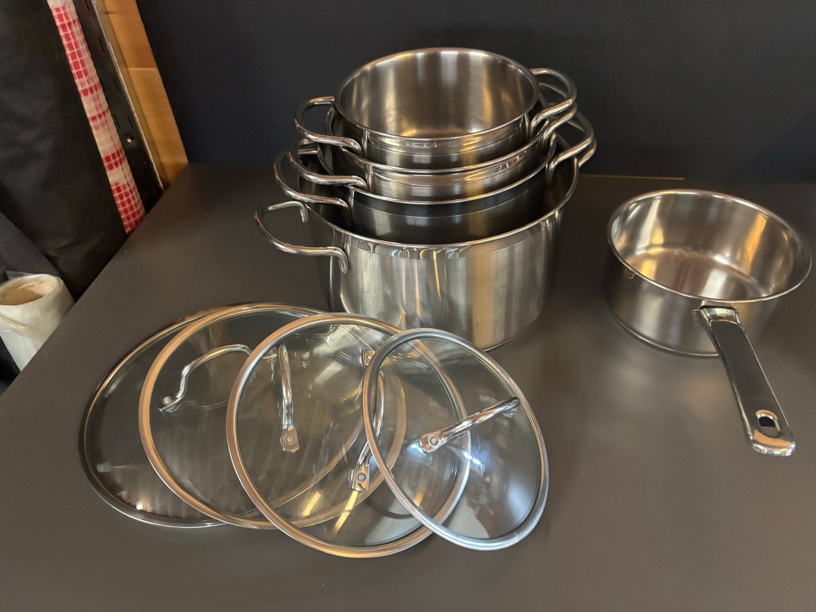 BK Pannenset RVS met deksels, Ophalen, Gebruikt, Pannenset, Rvs