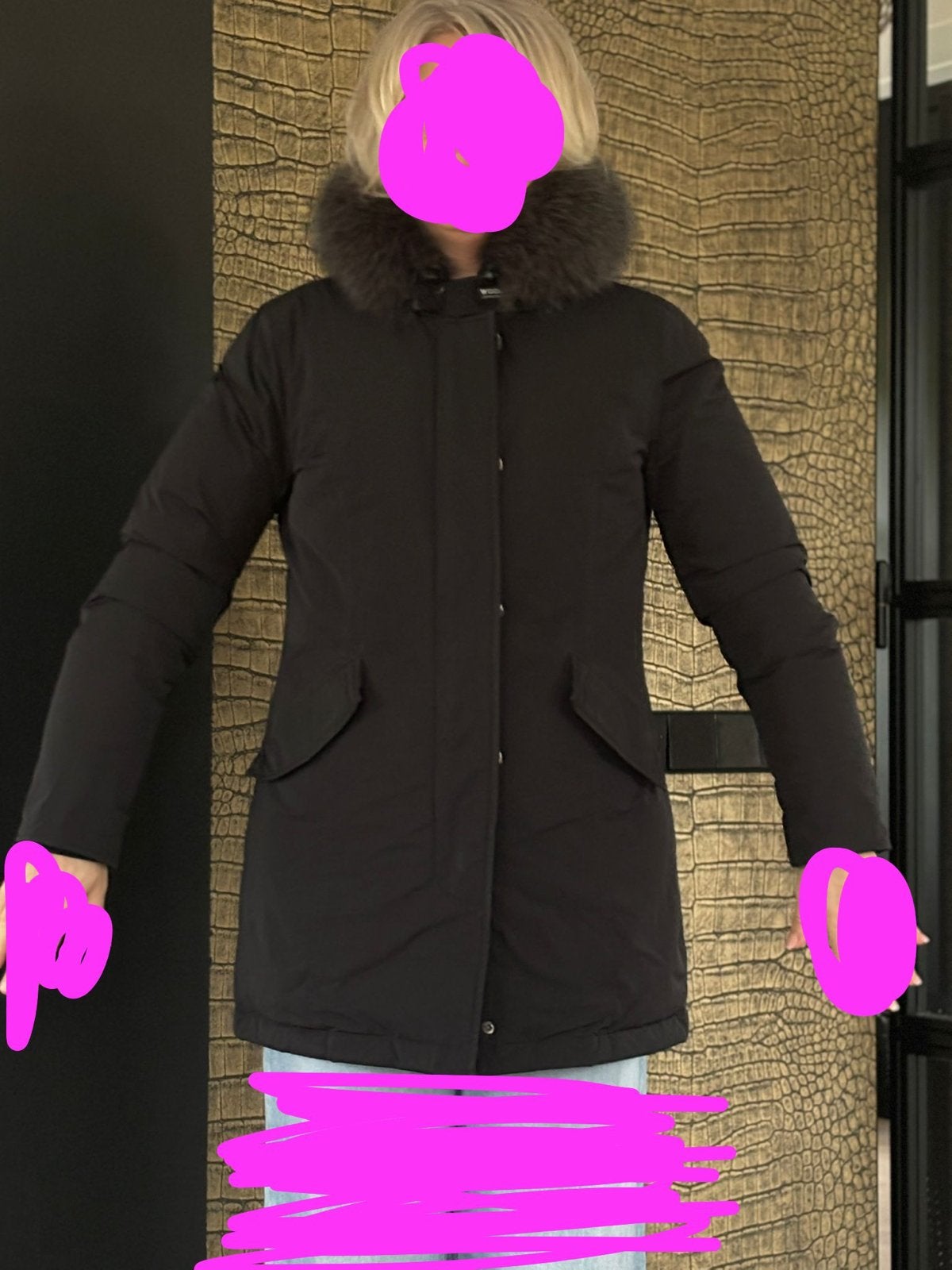 Woolrich Arctic Parka met bontkraag - Maat S, Ophalen of Verzenden, Zo goed als nieuw, Maat 36 (S), Blauw