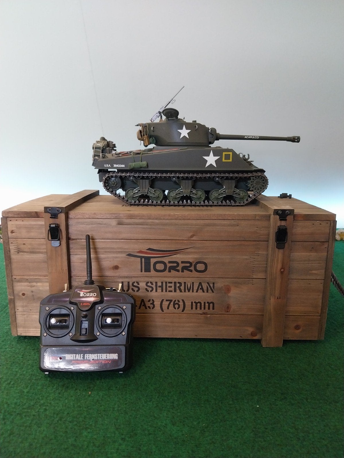 rc tank .Sherman.M4.A3.76.mm Torro, Ophalen, Zo goed als nieuw