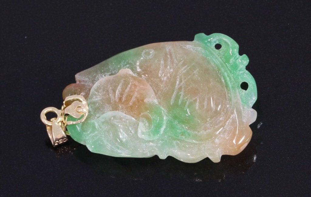 Jade fraaie Nefriet 14k gouden vis ketting hanger vintage