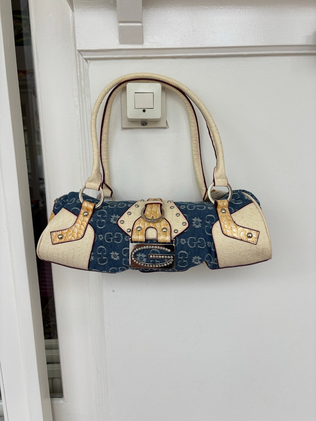 Vintage Gussaci Denim Y2K Tas, Ophalen of Verzenden, Zo goed als nieuw, Blauw, Schoudertasje